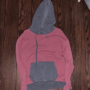 Red and Blue hoodie.